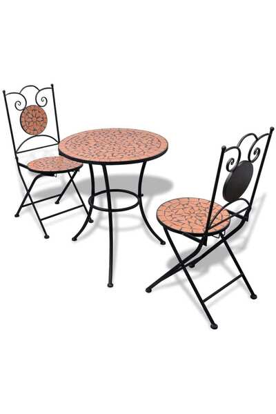 Concept Bistro furniture set, 3 pieces, brick, ceramic tiles