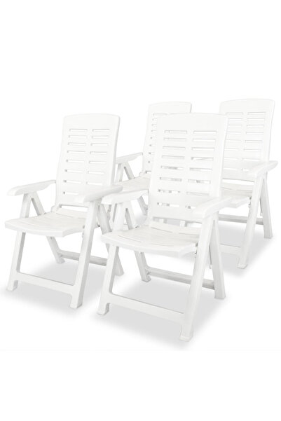 Concept Scaune de grădină rabatabile, 4 buc., alb, plastic