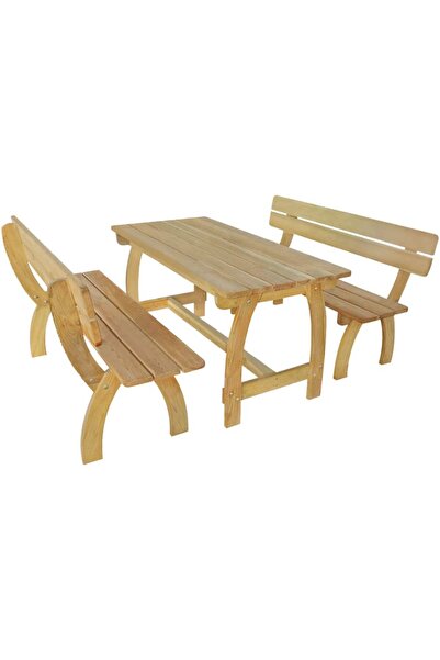 Concept Masă pentru bere cu 2 bănci, lemn de pin tratat