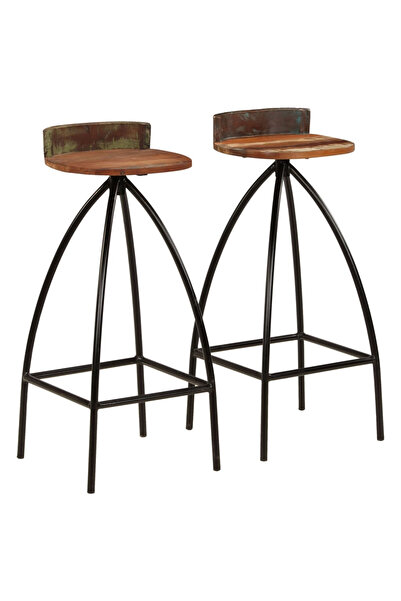 Concept Σκαμπό μπαρ, 2 τεμ., από μασίφ ανακυκλωμένο ξύλο