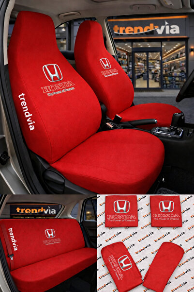 trivexa Honda Logo Auto Seat Cover Front Rear Set – Combed Cotton Stretch Fab...