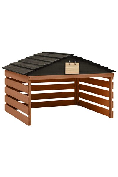 Concept Garaj mașină de tuns iarba, negru & maro, 78x74x54 cm lemn brad