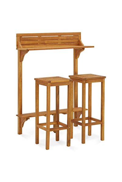 Concept Set mobilier bar de balcon, 3 piese, lemn masiv de acacia
