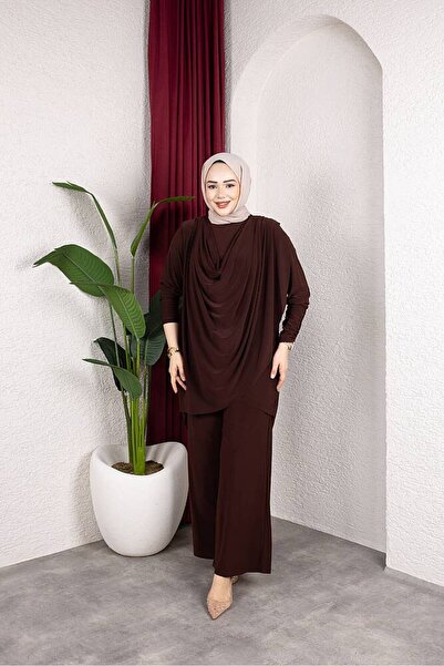 MODAMÜNASİP Önü Drapey Sandy Pant Suit