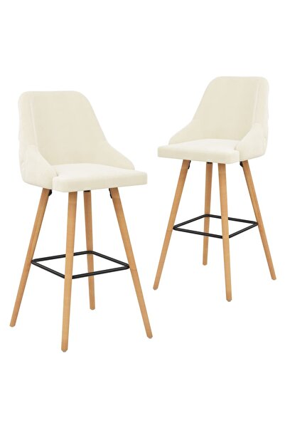 Concept Scaune de bar, 2 buc., crem, catifea
