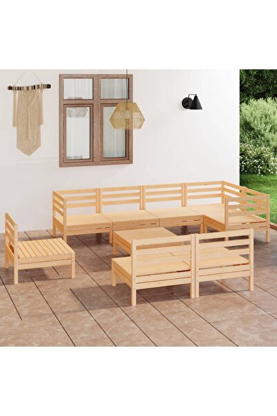 Concept Σετ επίπλων κήπου, 9 τεμάχια, από μασίφ ξύλο πεύκου