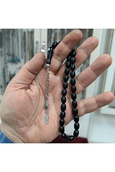 OltutaşıMarket Imameye Double Headed Eagle Embroidered Georgia Oltu Prayer Beads 8X10 mm