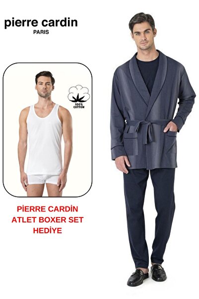 Pierre Cardin Premium Men's 3-Piece 100% Cotton Piece Long Sleeve Pajama Set ...