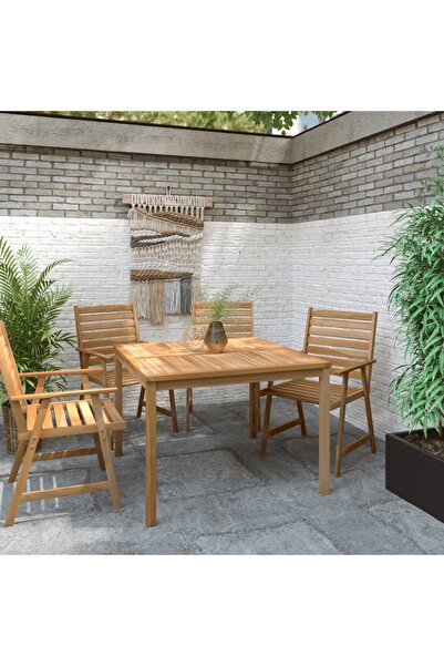 Concept Τραπέζι κήπου, 110x110x77 εκ., από μασίφ ξύλο τικ