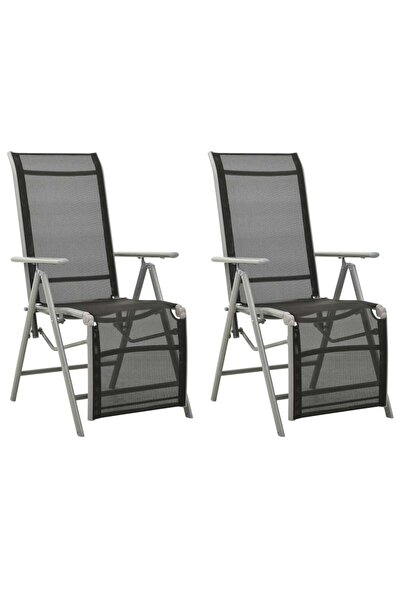 Concept Folding garden chairs, 2 pcs, silver, textilene & aluminum