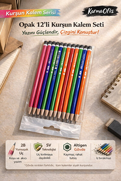 Faber Castell Opak 12-Piece Pencil Set 2B |   Durable, Easy Erasing, Sv Techn...