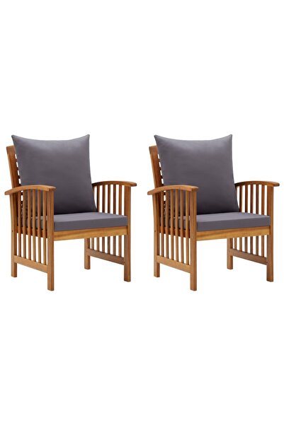 Concept Καρέκλες κήπου με μαξιλάρια, 2 τεμ., από μασίφ ξύλο ακακίας
