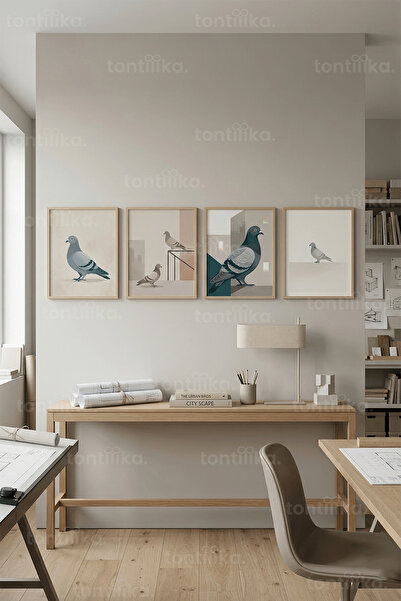 Tontilika Σετ ζωγραφικής τεχνοτροπίας City Pigeons Collection με 4 ξύλινα κορ...