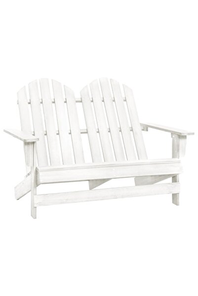 Concept Scaun de grădină Adirondack cu 2 locuri, alb, lemn masiv brad