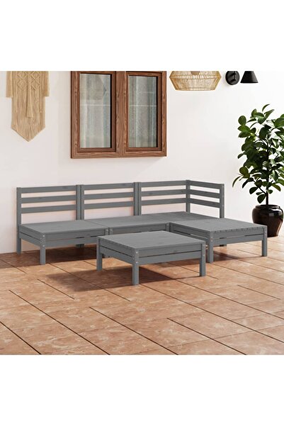 Concept Σετ επίπλων κήπου, 5 τεμάχια, γκρι, μασίφ ξύλο πεύκου