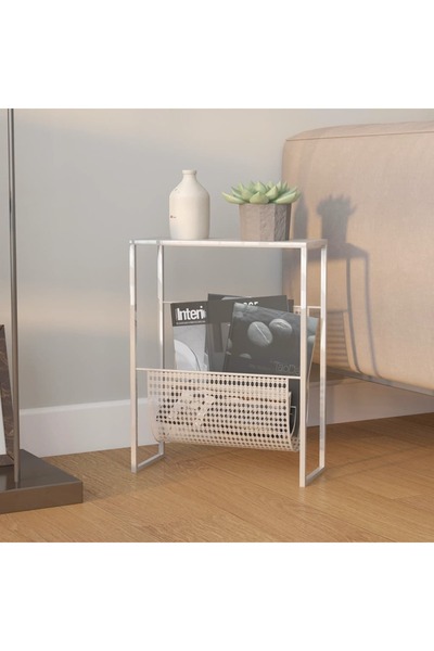 Concept Raft de reviste, argintiu, 35x15x45 cm, oțel