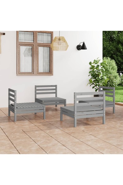 Concept Σετ επίπλων κήπου, 4 τεμάχια, γκρι, μασίφ ξύλο πεύκου