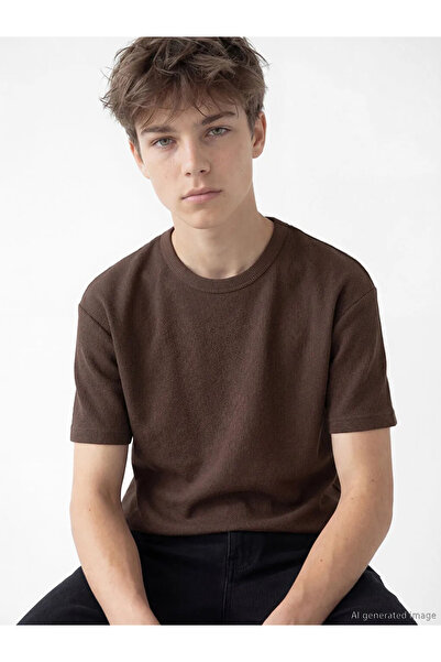 LC Waikiki Lcw Kids Brown Crew Neck Boys T-Shirt