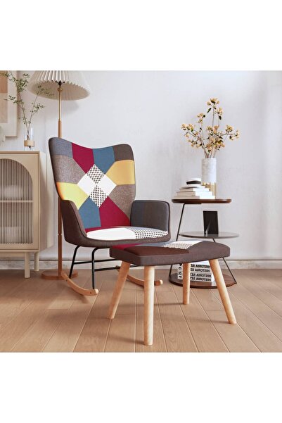 Concept Scaun balansoar cu taburet, mozaic, material textil