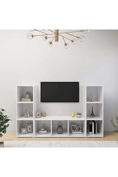 Concept Comode TV, 3 buc., alb, 107x35x37 cm, PAL