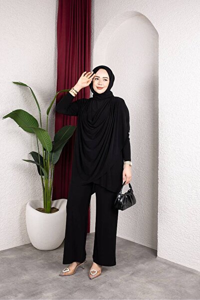 MODAMÜNASİP Önü Drapey Sandy Pant Suit