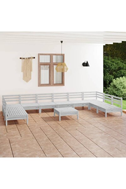 Concept Σετ επίπλων κήπου, 11 τεμάχια, λευκό, μασίφ ξύλο πεύκου