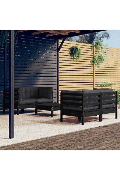 Concept Σετ επίπλων κήπου με μαξιλάρια ανθρακί, 5 τεμάχια, ξύλο πεύκου