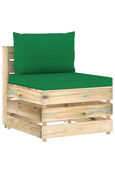 Concept Canapea de mijloc modulară cu perne, lemn verde tratat