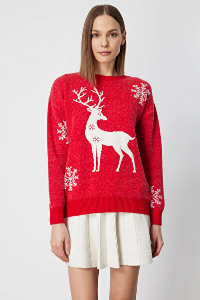 On Fashion On Geyik Patterned Knitwear Sweater-63324