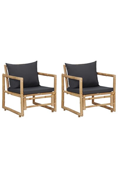 Concept Scaune de grădină cu perne, 2 buc., bambus