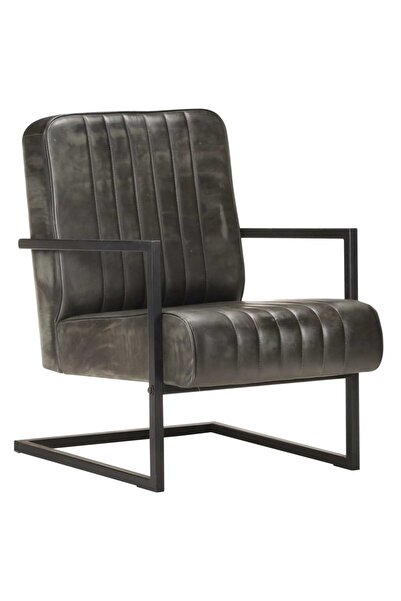 Concept Πολυθρόνα κονσόλα, φθαρμένο γκρι, Γνήσιο Δέρμα