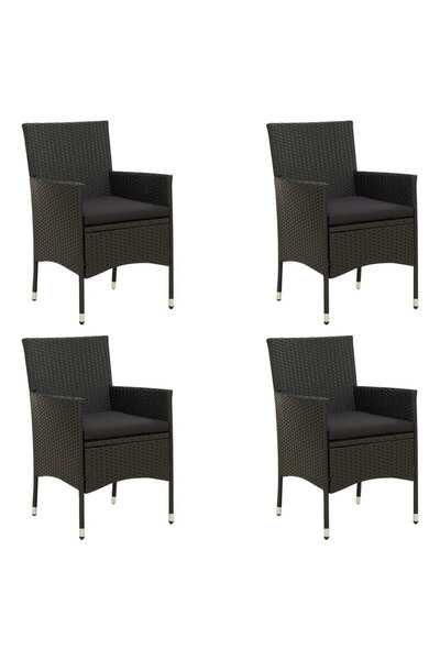 Concept Καρέκλες κήπου με μαξιλάρια, 4 τεμ., μαύρες, πολυρατάν