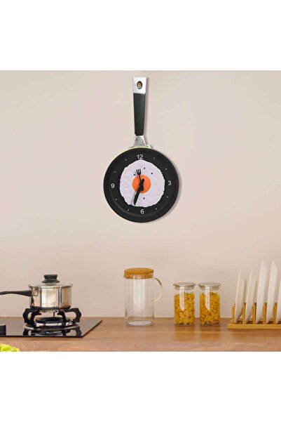 Concept Ceas de perete cu design tigaie cu ou prăjit, 18,8 cm
