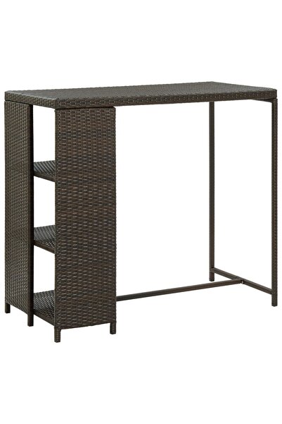 Concept Τραπέζι μπαρ με ράφι αποθήκευσης, καφέ, 120x60x110 cm, πολυρατάν