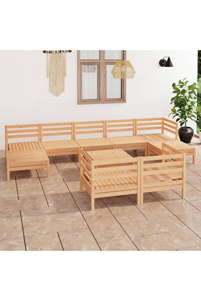 Concept Σετ επίπλων κήπου, 10 τεμάχια, από μασίφ ξύλο πεύκου
