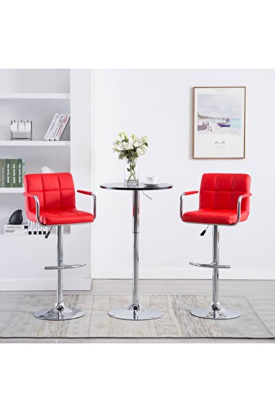 Concept Scaune de bar, 2 buc., roșu, piele ecologică