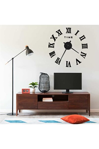 Concept Ceas de perete 3D, negru, 100 cm, XXL, design modern