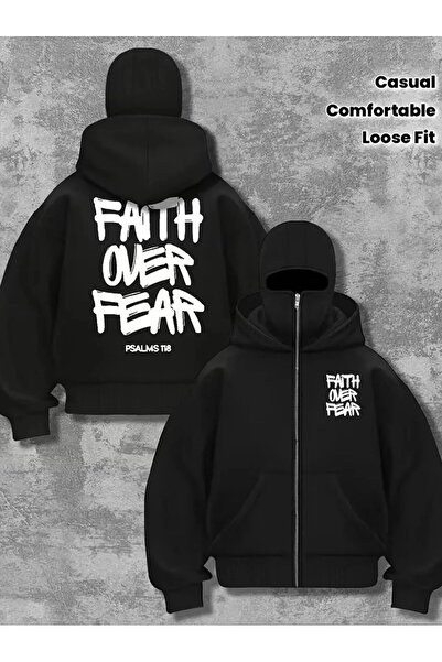 Flaubert Black Unisex Oversize Full Zipper Masked Gothic Hooded Hoodie Sweats...