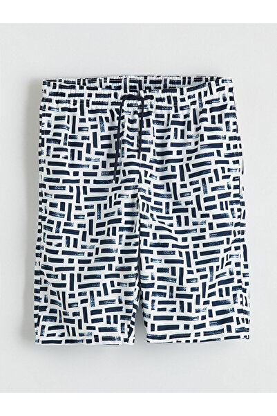 LC Waikiki Navy Blue Knee Length Patterned Men's Swim Shorts