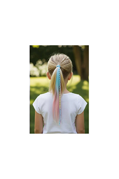 shop Elastic de păr cu detaliu de păr în culorile albastru și roz
