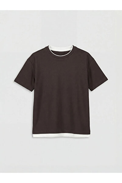 LC Waikiki Lcw Kids Brown Basic Boy's T-Shirt