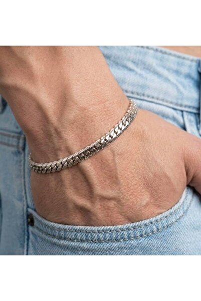Miyoste Unisex İtalyan Gümüş Renk Kararmaz Paslanmaz Çelik Bileklik