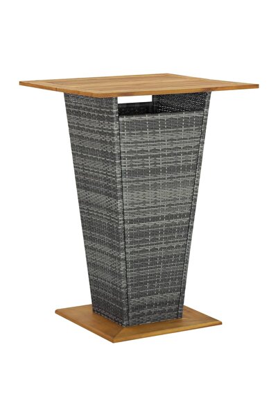 Concept Τραπέζι μπαρ, γκρι, 80x80x110 cm, πολυεστέρας/μασίφ ξύλο ακακίας