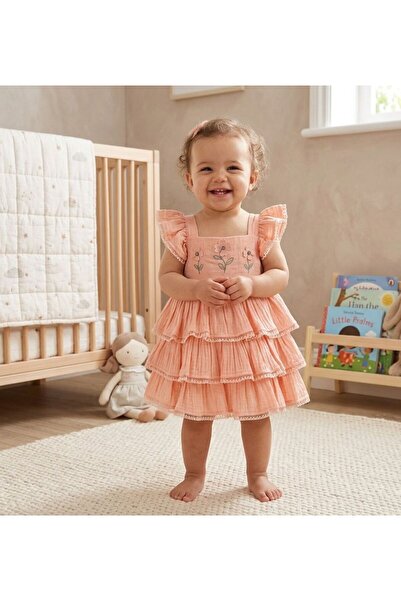 Luna Kids Store فستان صيفي للفتيات الصغيرات مصنوع من قطن الموسلين بنسبة 100% ...