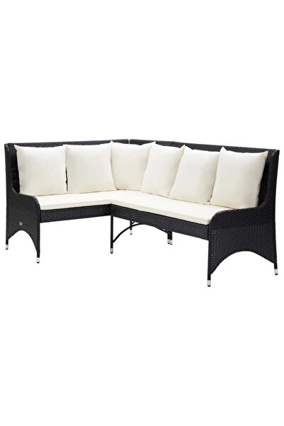 Concept Γωνιακοί καναπέδες κήπου, 2 τεμάχια, μαύροι, πολυρατάν