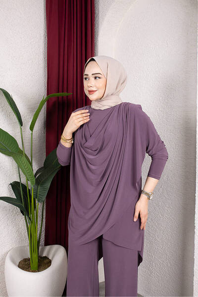 MODAMÜNASİP Önü Drapey Sandy Pant Suit