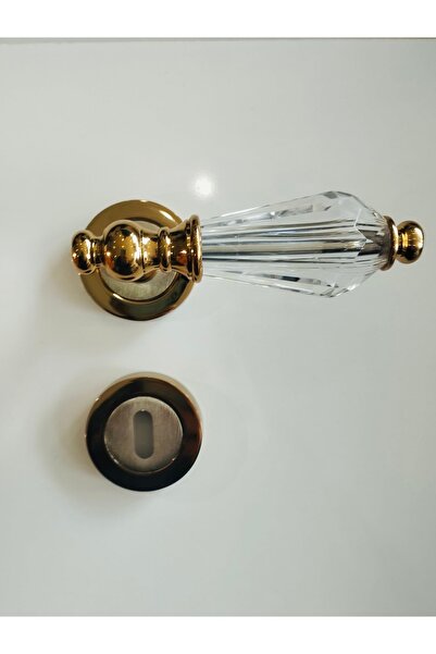 Sofuoğlu Elmas Zamak Yuvarlak Rozetli Lüks Oda Kapı Kolu Çift Renk Albfrin/Saten