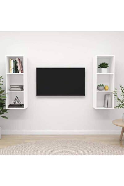 Concept Επιτοίχια ντουλάπια τηλεόρασης, 2 τεμ., γυαλιστερό λευκό