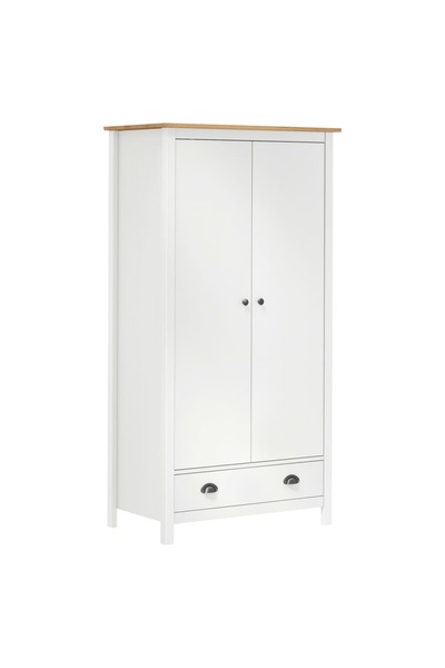 Concept Șifonier cu 2 uși Hill Range, alb, 89x50x170 cm, lemn masiv pin