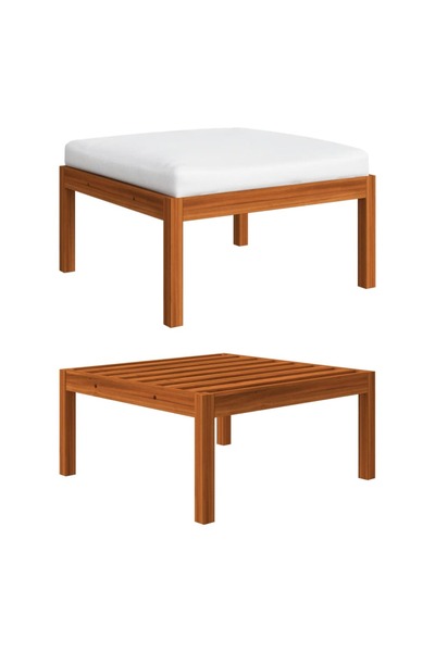 Concept Taburet de grădină cu pernă, lemn masiv de acacia